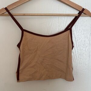 Pacsun Cream and Brown Crop Tank